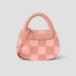 NWT Lele Sadoughi Carla Carry-All Bag checkered leather pink peach tan NEW